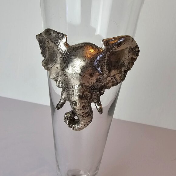 Vintage 1997 Arthur Court Pilsner Beer Safari Elephant Pewter Glass, 14 Oz. - Picture 3 of 6